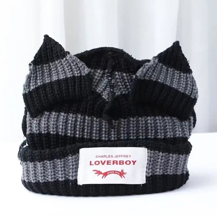 Loverboy Ear Knit Double-layer Warm Fox Ear Woolen Hat